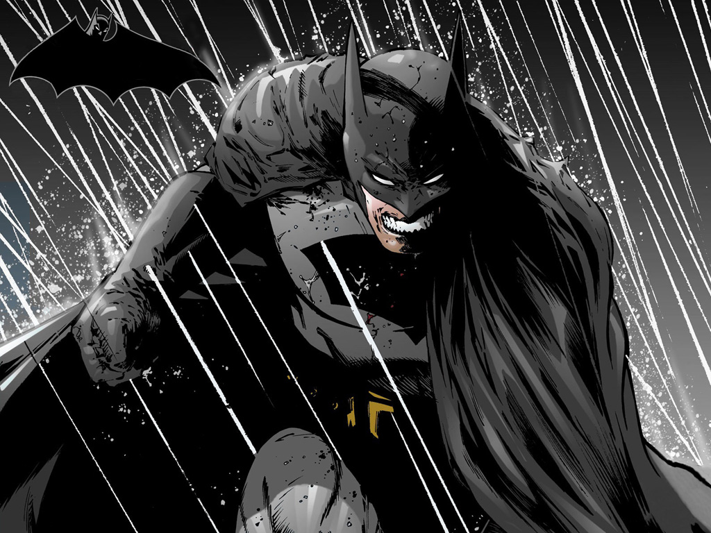 Gry puzzle -  Szary Batman w deszczu