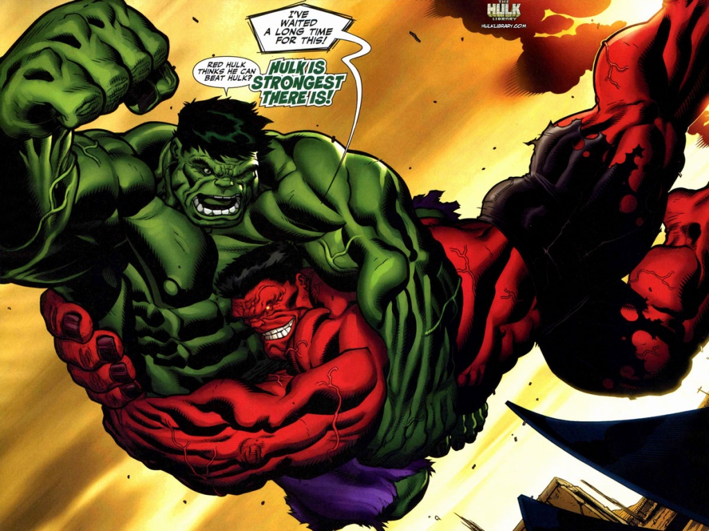 Czerwonuy i Zielony Hulk ułóż puzzle