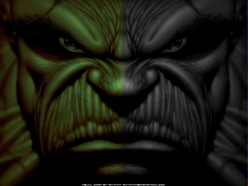 Gry puzzle - Hulk i dwukolorowa twarz